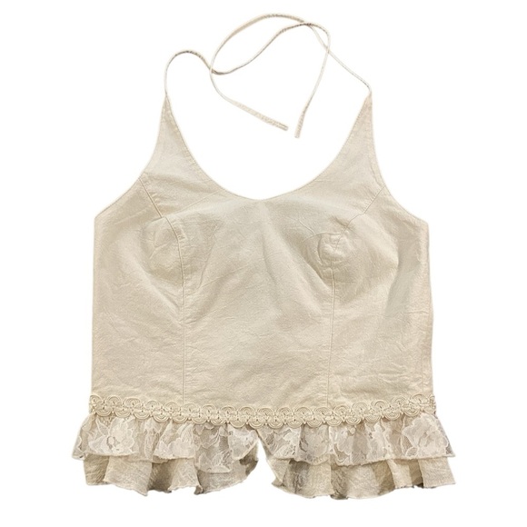 Mexico Lindo Creamy White Halter Tie Cotton Corset Top, Medium Romantic Coquette - Picture 9 of 10